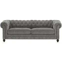 uno Einzelsofa  Chesterfield Stoff ¦ grau ¦ Maße (cm): B: 230 H: 80 T: 100.0