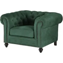 uno Sessel  Chesterfield Stoff ¦ grün ¦ Maße (cm): B: 124 H: 80 T: 100.0