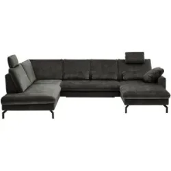 meinSofa Wohnlandschaft aus Mikrofaser Grace ¦ grau ¦ Maße (cm): B: 332 H: 89 T: