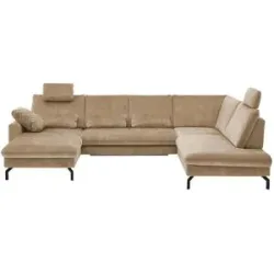 meinSofa Wohnlandschaft aus Mikrofaser Grace ¦ beige ¦ Maße (cm): B: 332 H: 89