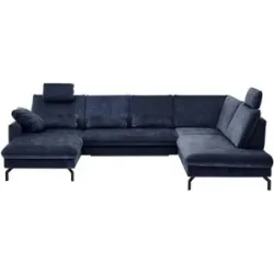 meinSofa Wohnlandschaft aus Mikrofaser Grace ¦ blau ¦ Maße (cm): B: 332 H: 89 T: