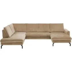 meinSofa Wohnlandschaft aus Mikrofaser Grace ¦ beige ¦ Maße (cm): B: 337 H: 89