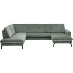 meinSofa Wohnlandschaft aus Mikrofaser Grace ¦ türkis/petrol ¦ Maße (cm): B: 337