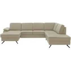 meinSofa Wohnlandschaft mit Sitz- und Rückenbezug aus Leder Kathi ¦ beige ¦ Maße