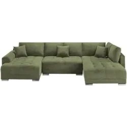 Höffner Wohnlandschaft mit Schlaffunktion Lemie ¦ grün ¦ Maße (cm): B: 356 H: 85 T: