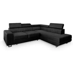 MASSENO Ecksofa mit Schlaffunktion Nola ¦ schwarz ¦ Maße (cm): B: 253 H: 88