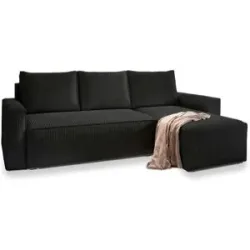 MASSENO Ecksofa mit Schlaffunktion Potaro ¦ schwarz ¦ Maße (cm): B: 230 H: 85
