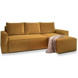 MASSENO Ecksofa mit Schlaffunktion Potaro ¦ gelb ¦ Maße (cm): B: 230 H: 85