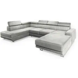 MASSENO Wohnlandschaft mit Schlaffunktion Siena ¦ grau ¦ Maße (cm): B: 335 H: 89