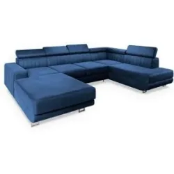 MASSENO Wohnlandschaft mit Schlaffunktion Siena ¦ blau ¦ Maße (cm): B: 335 H: 89