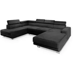 MASSENO Wohnlandschaft mit Schlaffunktion Siena ¦ schwarz ¦ Maße (cm): B: 335 H: