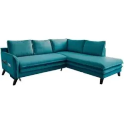 Miuform Ecksofa mit Schlaffunktion Charming Charlie ¦ türkis/petrol ¦ Maße (cm):