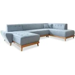 Miuform Wohnlandschaft mit Schlaffunktion Dazzling Daisy ¦ blau ¦ Maße (cm): B: