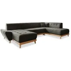 Miuform Wohnlandschaft mit Schlaffunktion Dazzling Daisy ¦ schwarz ¦ Maße (cm):