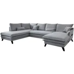 Miuform Wohnlandschaft mit Schlaffunktion Charming Charlie ¦ grau ¦ Maße (cm):