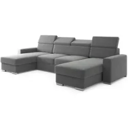 Höffner Wohnlandschaft mit Schlaffunktion Valencia ¦ grau ¦ Maße (cm): B: 305 H: 79
