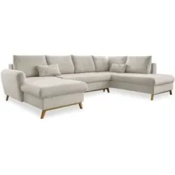 Miuform Wohnlandschaft mit Schlaffunktion Scandic Lagom ¦ beige ¦ Maße (cm): B: