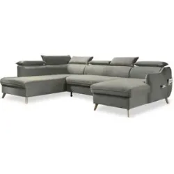 Miuform Wohnlandschaft mit Schlaffunktion Sweet Harmony ¦ grau ¦ Maße (cm): B: