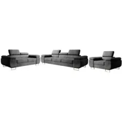 Höffner Sofa 3er-Set   ¦ grau ¦ Maße (cm): B: 255 H: 60