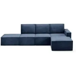 Höffner Ecksofa mit Pouf Orto ¦ blau ¦ Maße (cm): B: 329 H: 93