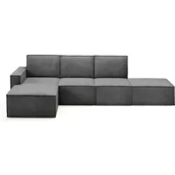 Höffner Ecksofa mit Pouf Orto ¦ grau ¦ Maße (cm): B: 329 H: 93