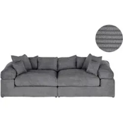 smart Big Sofa in modernem Cord Lianea ¦ grau ¦ Maße (cm): B: 260 H: 86 T: 133.0