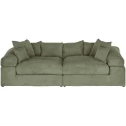 smart Big Sofa in modernem Cord Lianea ¦ grün ¦ Maße (cm): B: 260 H: 86 T: 133.0