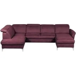 uno Wohnlandschaft Wildleder-Optik Basel ¦ rot ¦ Maße (cm): B: 304 H: 100 T: