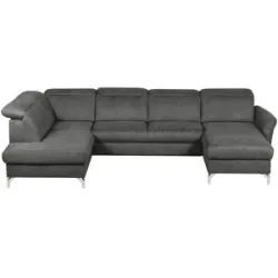 uno Wohnlandschaft Wildleder-Optik Basel ¦ grau ¦ Maße (cm): B: 304 H: 100 T: