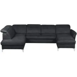 uno Wohnlandschaft Wildleder-Optik Basel ¦ schwarz ¦ Maße (cm): B: 304 H: 100 T: