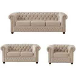 S-STYLE Chesterfield Polstergarnitur 3+2+1  Cleo Blink ¦ beige ¦ Maße (cm): B: