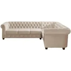 S-STYLE Chesterfield Ecksofa  Cleo Blink ¦ beige ¦ Maße (cm): B: 264 H: 72
