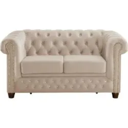 S-STYLE Chesterfield Einzelsofa  Cleo Blink ¦ beige ¦ Maße (cm): B: 148 H: 72