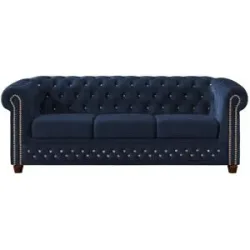 S-STYLE Chesterfield Einzelsofa  Cleo Blink ¦ blau ¦ Maße (cm): B: 203 H: 72
