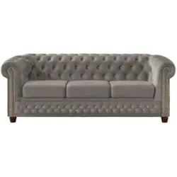 S-STYLE Chesterfield Einzelsofa  Cleo Blink ¦ grau ¦ Maße (cm): B: 203 H: 72