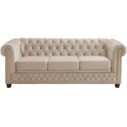 S-STYLE Chesterfield Einzelsofa  Cleo Blink ¦ beige ¦ Maße (cm): B: 203 H: 72