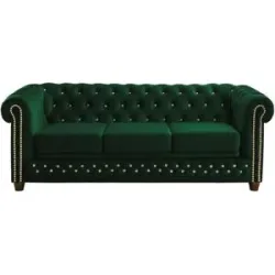 S-STYLE Chesterfield Einzelsofa  Cleo Blink ¦ grün ¦ Maße (cm): B: 203 H: 72
