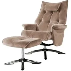 Höffner Relaxsessel mit Hocker Betsy ¦ braun