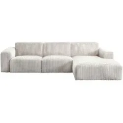 HOFFNER, Höffner Ecksofa im modernen Breitcord Valja ¦ beige ¦ Maße (cm): B: 297 H: 75 T: 160.0