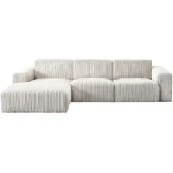 Höffner Ecksofa im modernen Breitcord Valja ¦ beige ¦ Maße (cm): B: 297 H: 75 T: 160.0