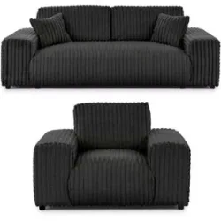 S-STYLE Polstergarnitur 2er-Set  Mollis ¦ grau ¦ Maße (cm): B: 213 H: 79
