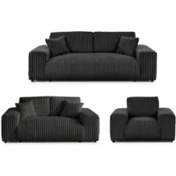 S-STYLE Polstergarnitur 3er-Set  Mollis ¦ grau ¦ Maße (cm): B: 213 H: 79