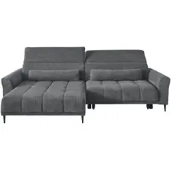 Höffner Ecksofa mit elektrischer Sitztiefenverstellung Logan ¦ grau ¦ Maße (cm): B: 277