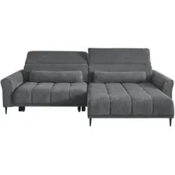 Höffner Ecksofa mit elektrischer Sitztiefenverstellung Logan ¦ grau ¦ Maße (cm): B: 277