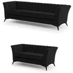 S-STYLE Chesterfield Polstergarnitur 3+2  Wilhelm ¦ schwarz ¦ Maße (cm): B: 237