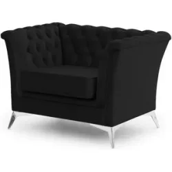 S-STYLE Chesterfield Sessel  Wilhelm ¦ schwarz ¦ Maße (cm): B: 116 H: 78