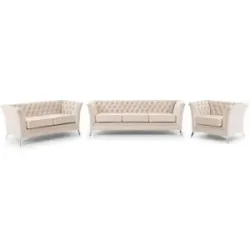 S-STYLE Chesterfield Polstergarnitur 3+2+1  Wilhelm ¦ beige ¦ Maße (cm): B: 237