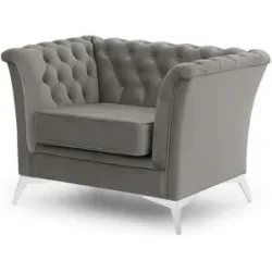S-STYLE Chesterfield Sessel  Wilhelm ¦ grau ¦ Maße (cm): B: 116 H: 78