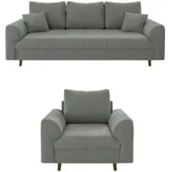 S-STYLE Polstergarnitur 3+1  Lars ¦ grau ¦ Maße (cm): B: 210 H: 81
