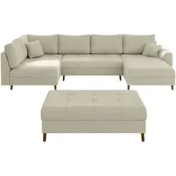 S-STYLE Wohnlandschaft mit Hocker  Maya ¦ beige ¦ Maße (cm): B: 310 H: 81